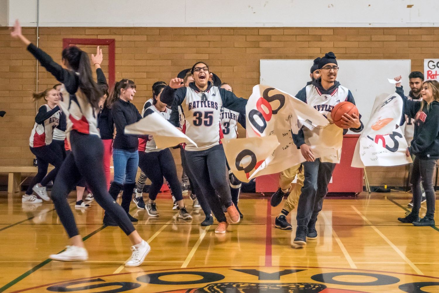 Jasmeen Mallhi teams to toss the ball into the basket as the Osoyoos Secondary School junior girls basketball team played Keremeos last Thursday. (Richard McGuire photo)
