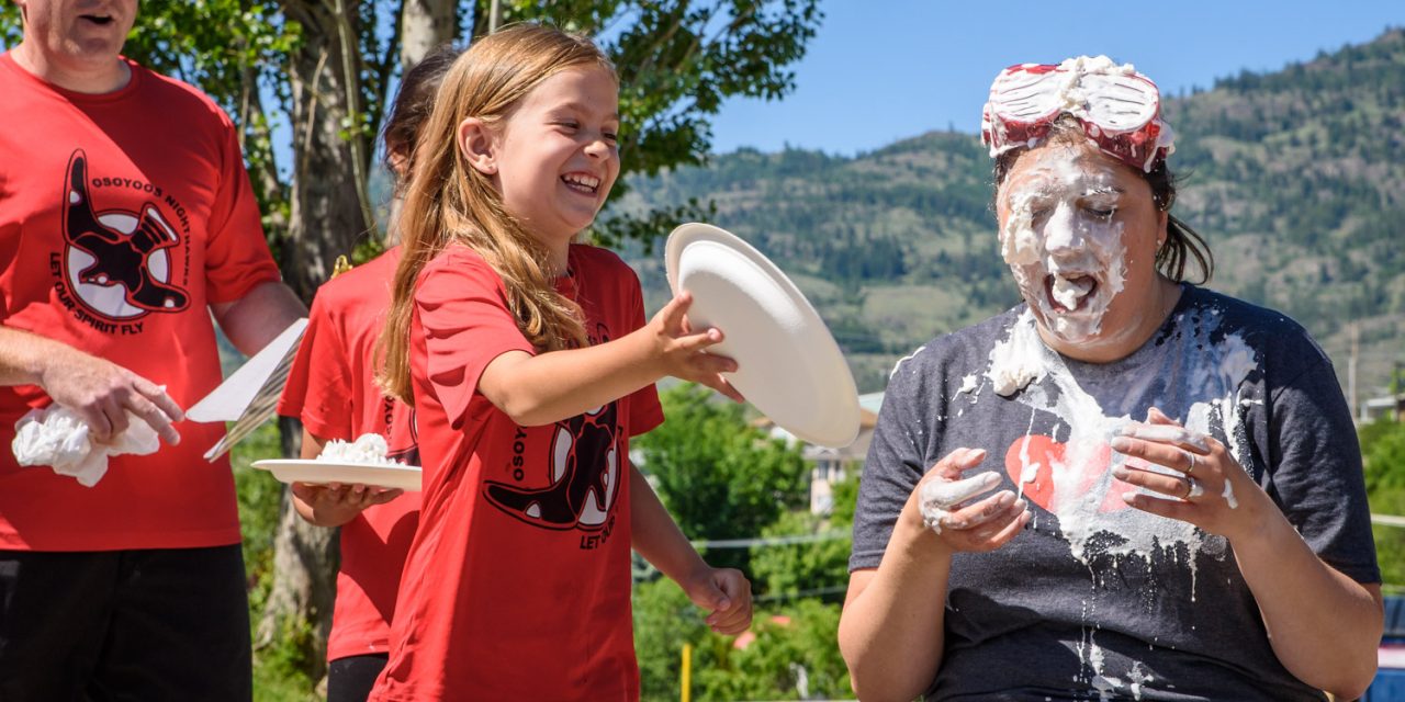 VIDEO: Osoyoos Elementary’s Julie Dias takes 20 pies in the face for a good cause