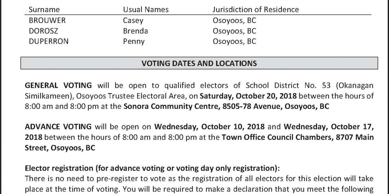 Correction: School District election information