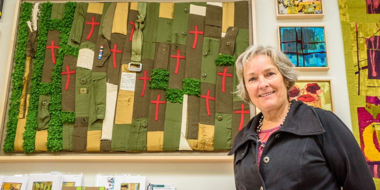 Textile artist’s piece inspired by anonymous handwritten poem about death of son in war