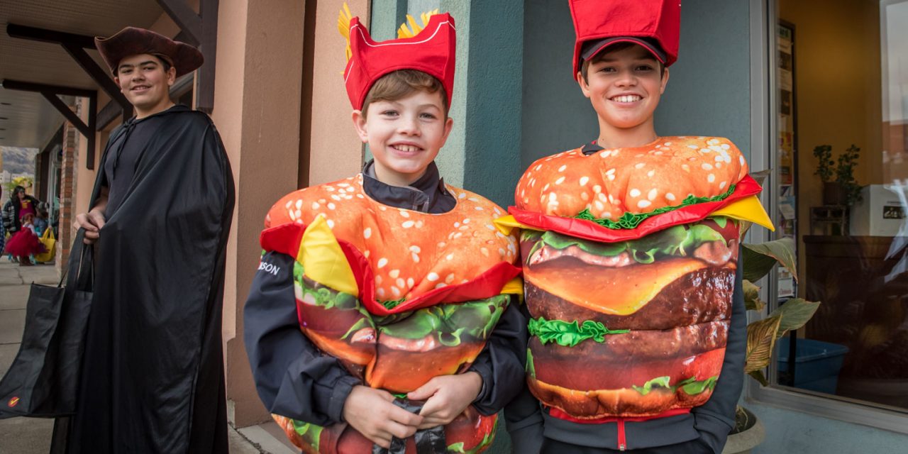 Streets filled on Halloween with kids in search of candy