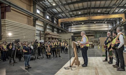 Horgan makes stop in OK Falls to talk timber, mentions national park