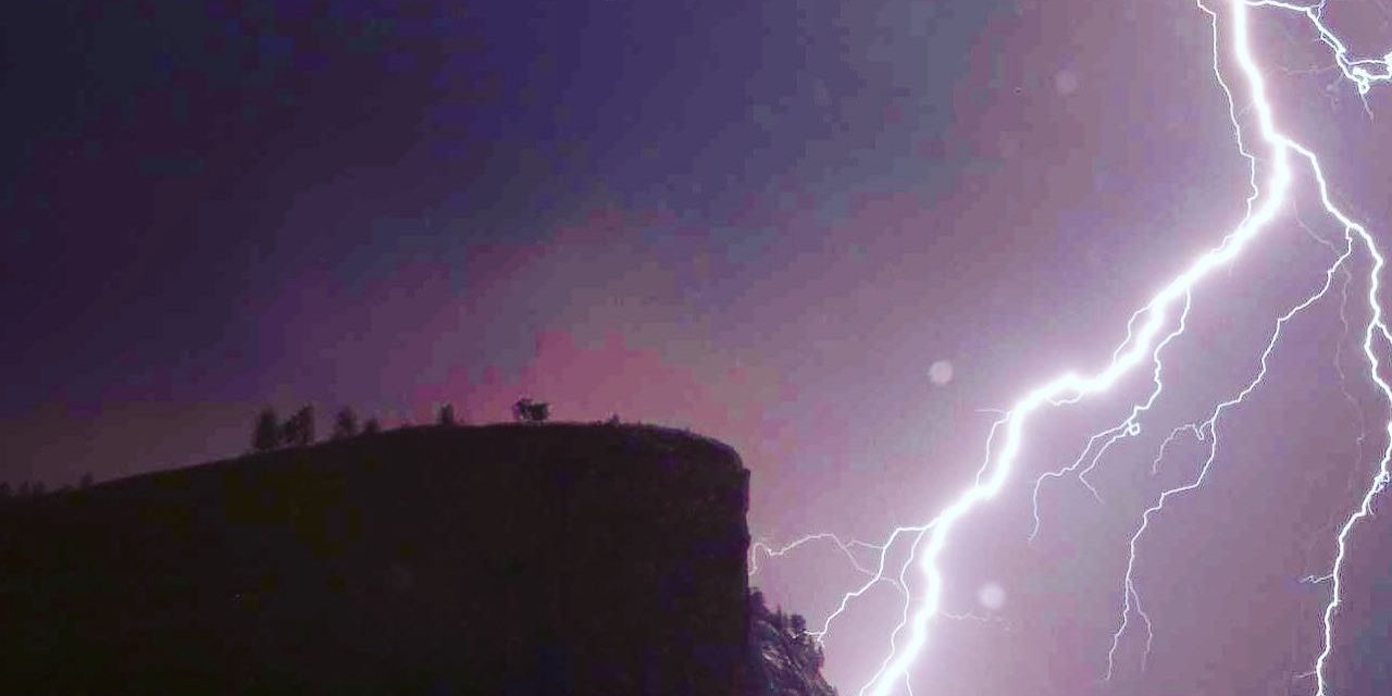 Lightning fire on bluff