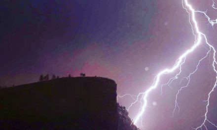 Lightning fire on bluff