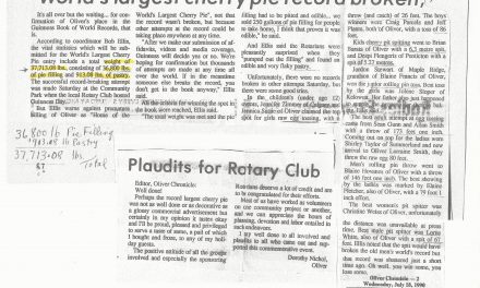 Rotary Club celebrates world’s largest cherry pie record from 1990