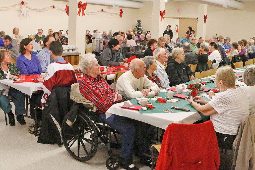 About 120 turned out on Sunday for a Christmas dinner at Osoyoos Baptist Church, though there was enough food for many more. The dinner is an annual event to provide dinner to anyone in the community who wishes to celebrate with others. (Colin Stark photo)