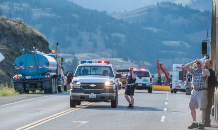 Collision of two semi-trailers closes Hwy. 3 west of Osoyoos, starts wildfire