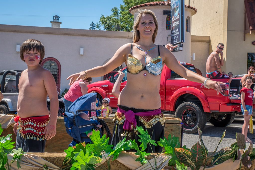 The Dance Studio in Oliver had a couple belly dancers on its Cherry Fiesta float. (Richard McGuire photo)