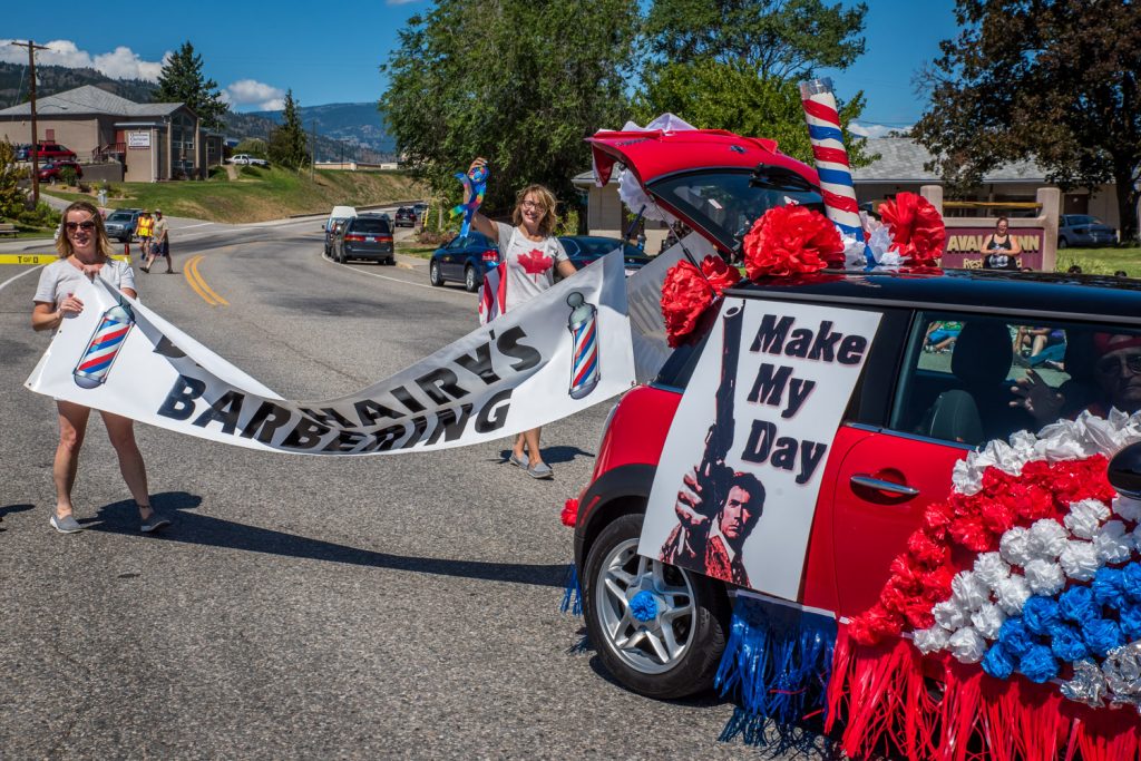 Dirty Hairy's Barbering's float turns onto Main Street. (Richard McGuire photo)
