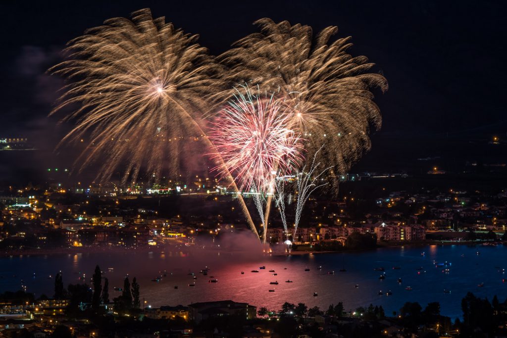 A spectacular fireworks display over Osoyoos Lake capped off a successful 67th Cherry Fiesta on Canada Day, July 1. These photos were taken with time exposures of four to eight seconds. (Richard McGuire photo)