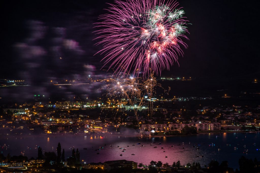A spectacular fireworks display over Osoyoos Lake capped off a successful 67th Cherry Fiesta on Canada Day, July 1. These photos were taken with time exposures of four to eight seconds. (Richard McGuire photo)