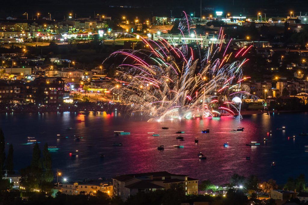 A spectacular fireworks display over Osoyoos Lake capped off a successful 67th Cherry Fiesta on Canada Day, July 1. These photos were taken with time exposures of four to eight seconds. (Richard McGuire photo)
