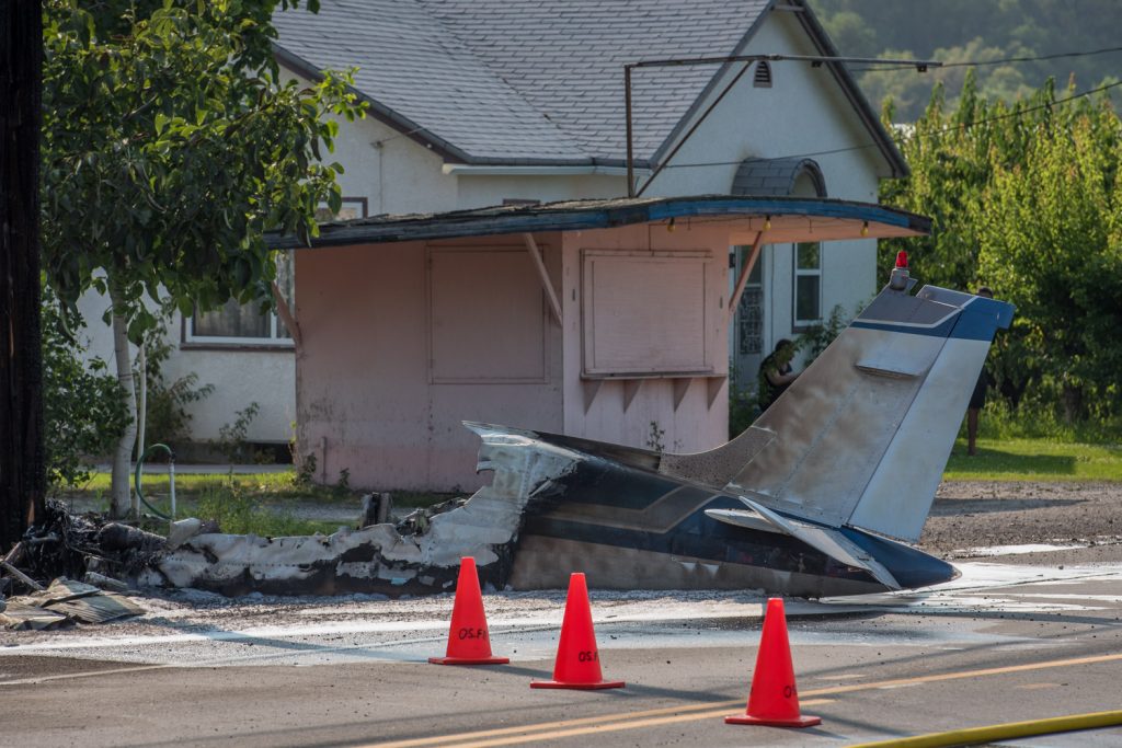 The plane landed very close to a house beside Highway 97. (Richard McGuire photo)