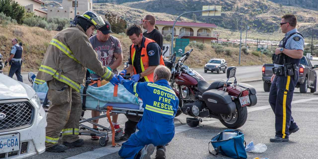 Motorcyclist injured in collision at Highways 97 and 3