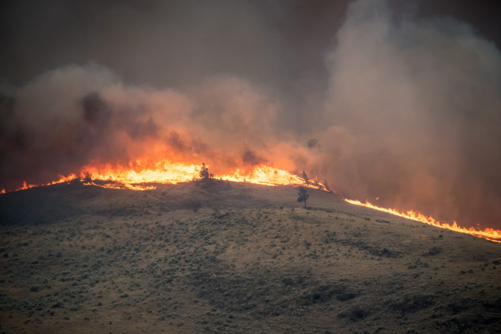 Wildfire spreads very quickly just south of Testalinden Creek between Osoyoos and Oliver. This photo was taken around 6:45 p.m. Friday. (Richard McGuire photo)