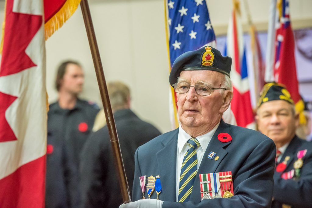 The colour party arrives at the start of Wednesday's Remembrance Day service at the Sonora Community Centre. (Richard McGuire photo)