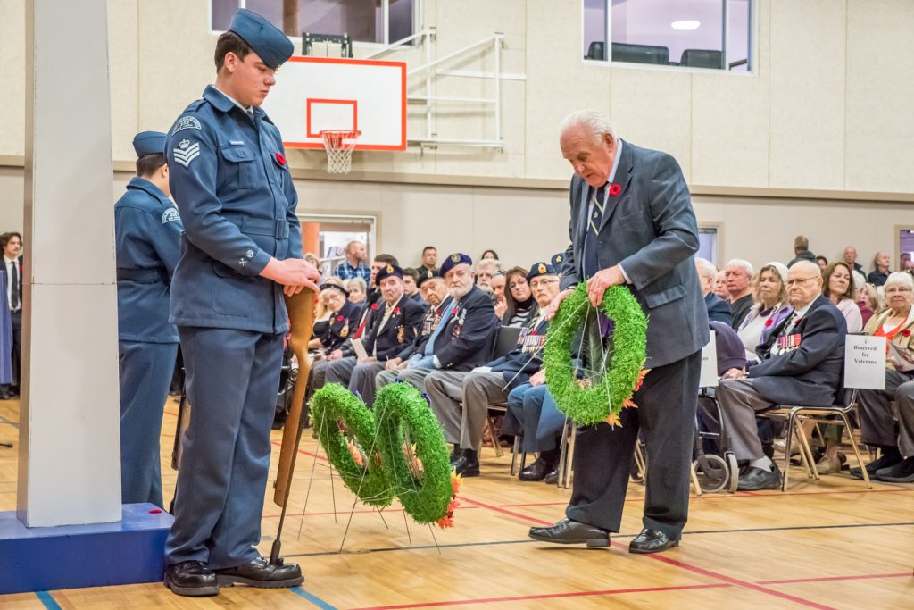 Tony Brummet lays a wreath on behalf of the Province of British Columbia. (Richard McGuire photo)