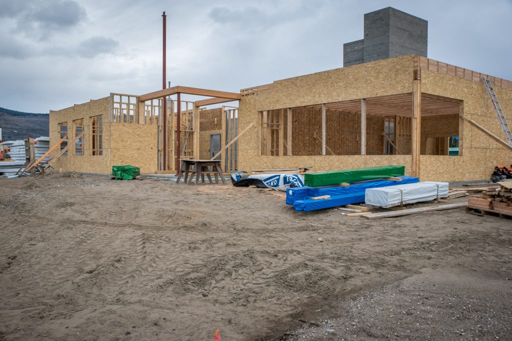 Work is progressing on constructing a new fire hall on the Richter property in Osoyoos. A deal signed Thursday will lead to construction of affordable housing on 20 lots on the remainder of the Richter property to the south. (Richard McGuire photo)