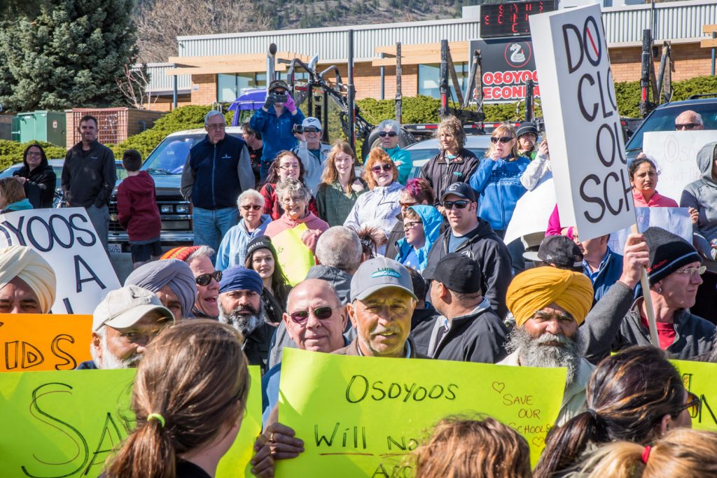 A large cross section of the Osoyoos community turned out to send a message to School District 53. (Richard McGuire photo)