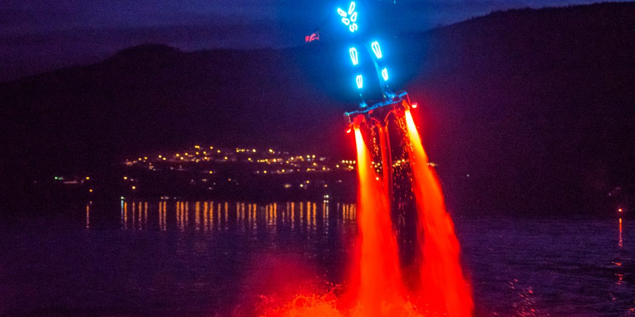 Spectacular flyboarding demonstration at Walnut Beach Resort
