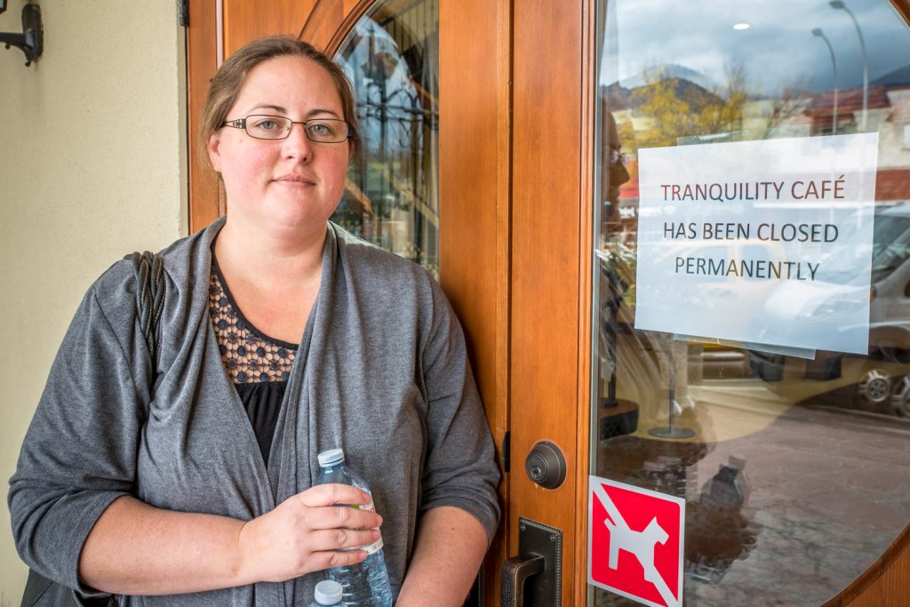 Jane Long-Haggerty has been cleaning up the mess left behind at Tranquility Cafe when its operator, David Taylor, skipped town owing her and many others lots of money. She plans to sell off some inventory to pay former employees that Taylor didn't pay. (Richard McGuire photo)