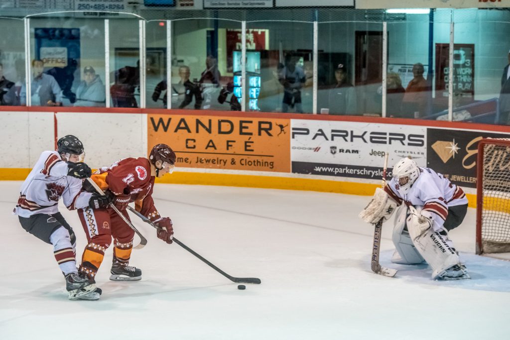 Sam Reinholt had Princeton backup goalie Bobby Milligan virtually to himself when he got a breakaway late in the second period Saturday. He didn't manage to get a shot away as Princeton player Chad Kimmie managed to thwart him. Milligan took over in net after Chandler Billinghurst let in his sixth goal. (Richard McGuire photo)