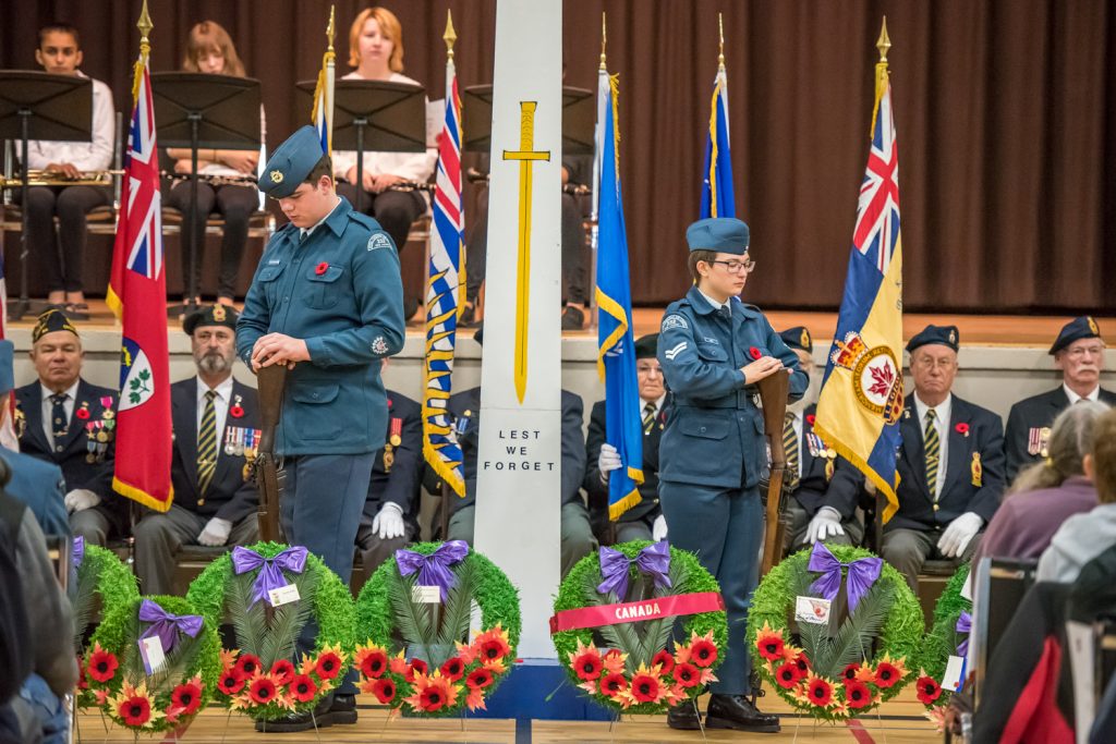 The Remembrance Day service at the Sonora Community Centre draws to a close. (Richard McGuire photo)