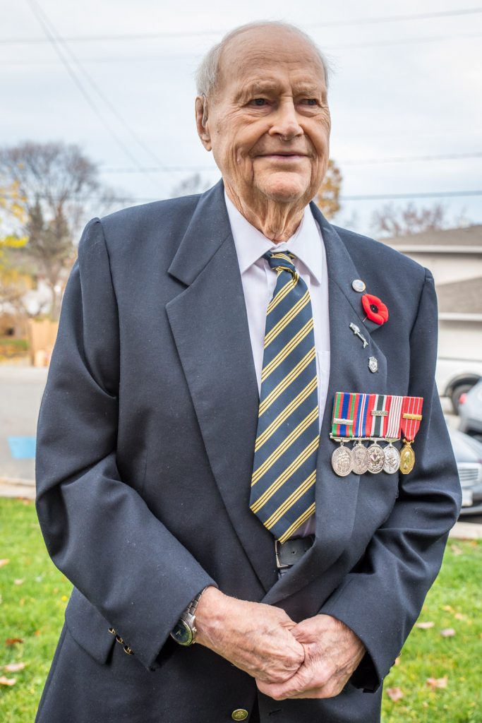 Wilbert John Sutherland, 92, was one of the older veterans attending Friday's Remembrance Day service in Osoyoos. He Served in Great Britain and on the coast of France during World War II. (Richard McGuire photo)