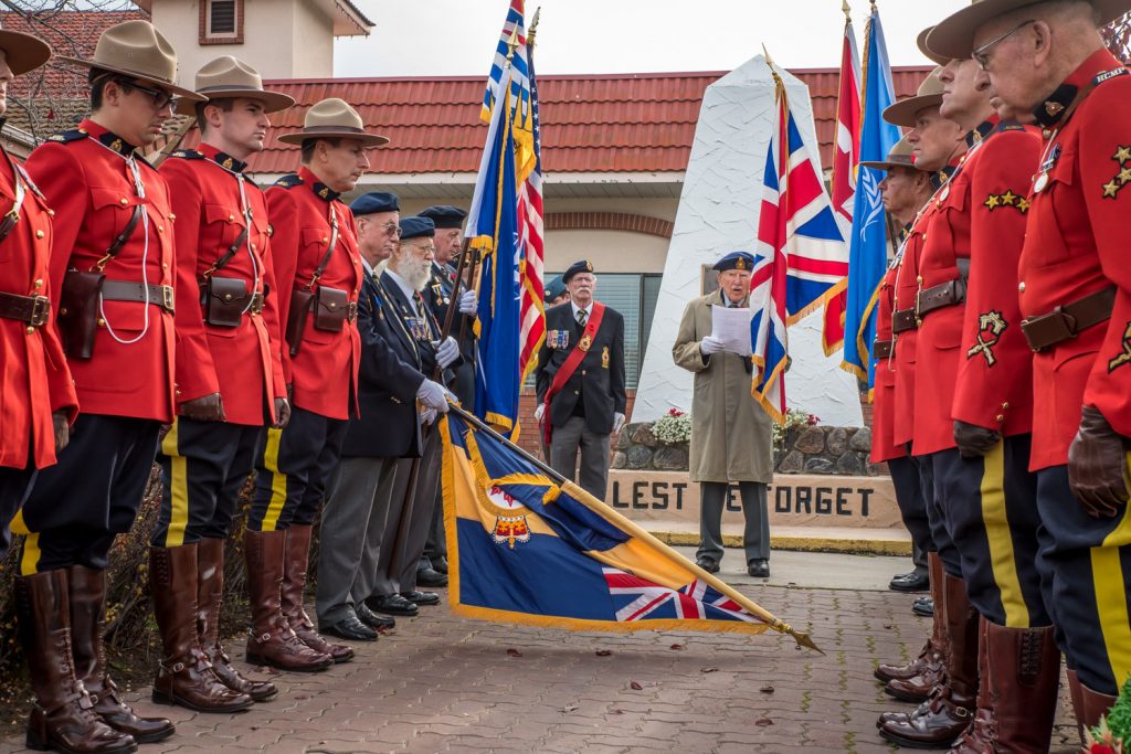 Dr. Robert Ritchie reads the names of the Honour Roll, the men from Osoyoos who gave their lives in war. (Richard McGuire photo)