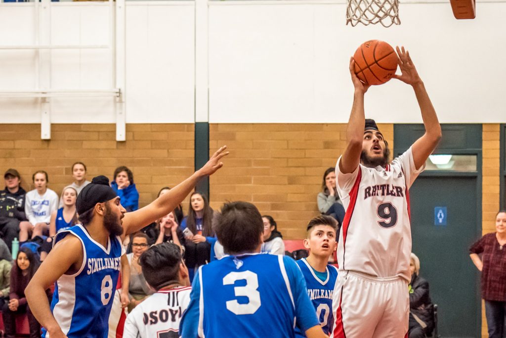Gurlal Dhaliwal of the Osoyoos Rattlers takes aim at the basket as the team faced Keremeos on Wednesday. (Richard McGuire photo)