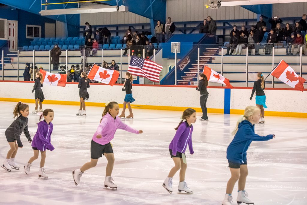 Starskate and the Junior Academy skate at the grand opening for Can't Stop the Feeling and O Canada. (Richard McGuire photo)