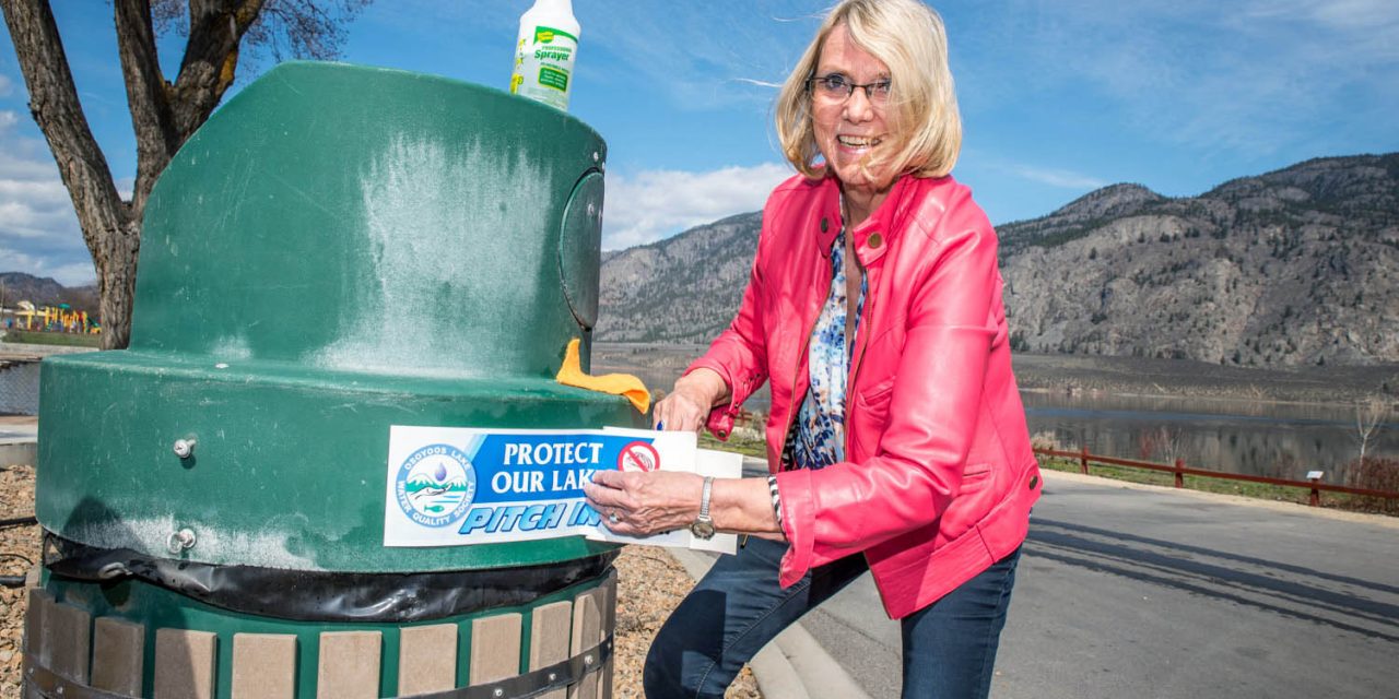 OLWQS posting decals, displaying banners to raise awareness of Osoyoos Lake