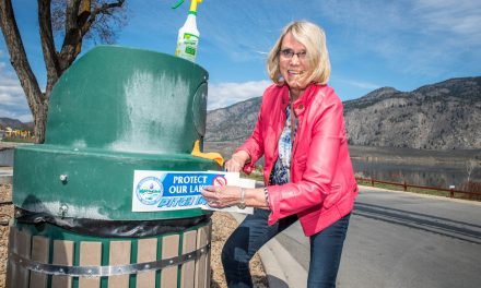 OLWQS posting decals, displaying banners to raise awareness of Osoyoos Lake