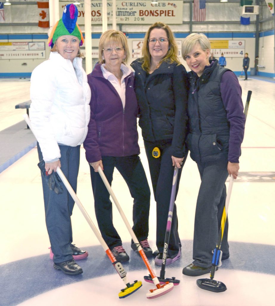 The Penticton team skipped by Michelle Pratt were the A draw winners from the 2016 Osoyoos Ladies Buccaneer Bonspiel this past weekend. Team members included (from left) Michelle Pratt, third Shirley Chapman, second Nicole Nemechek and lead Shawna Chapman. They defeated Osoyoos’ Betty Steinbart rink in the final. (Trevor Nichols photo)