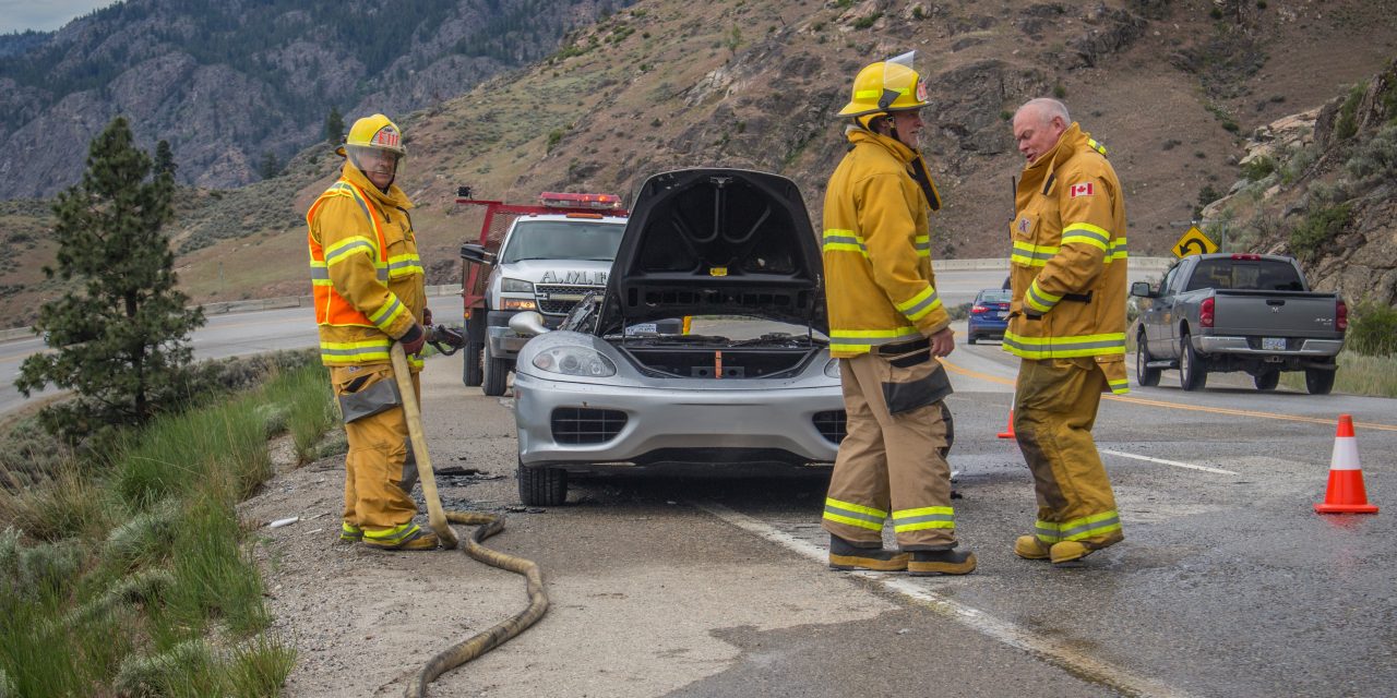Car fire stalls traffic on Anarchist Mountain