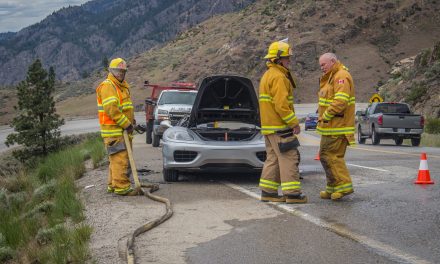 Car fire stalls traffic on Anarchist Mountain