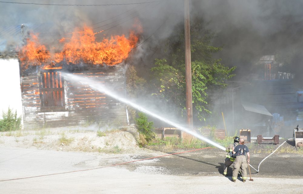 Firefighters tackle Alpha Truss fire