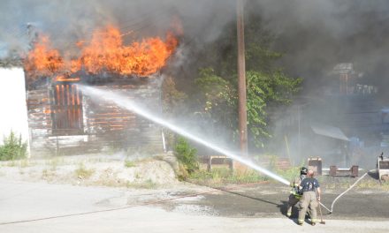 Firefighters tackle Alpha Truss fire