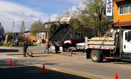 Road work through downtown Oliver