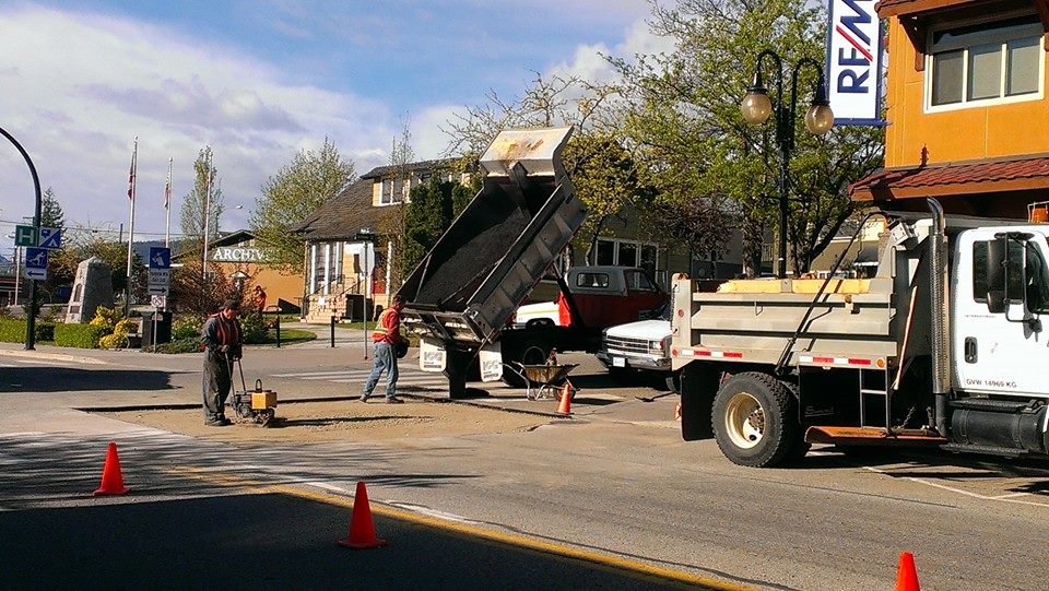Road work through downtown Oliver