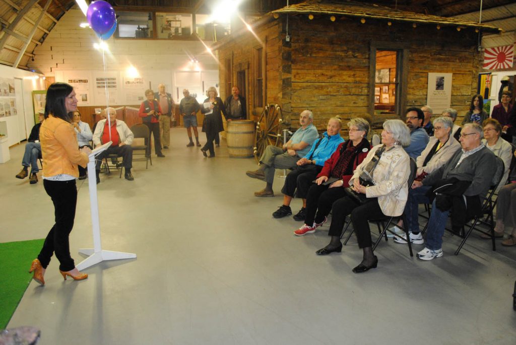 Osoyoos Museum manager Kara Burton spoke at last weekend's open house. (Dale Cory photo)