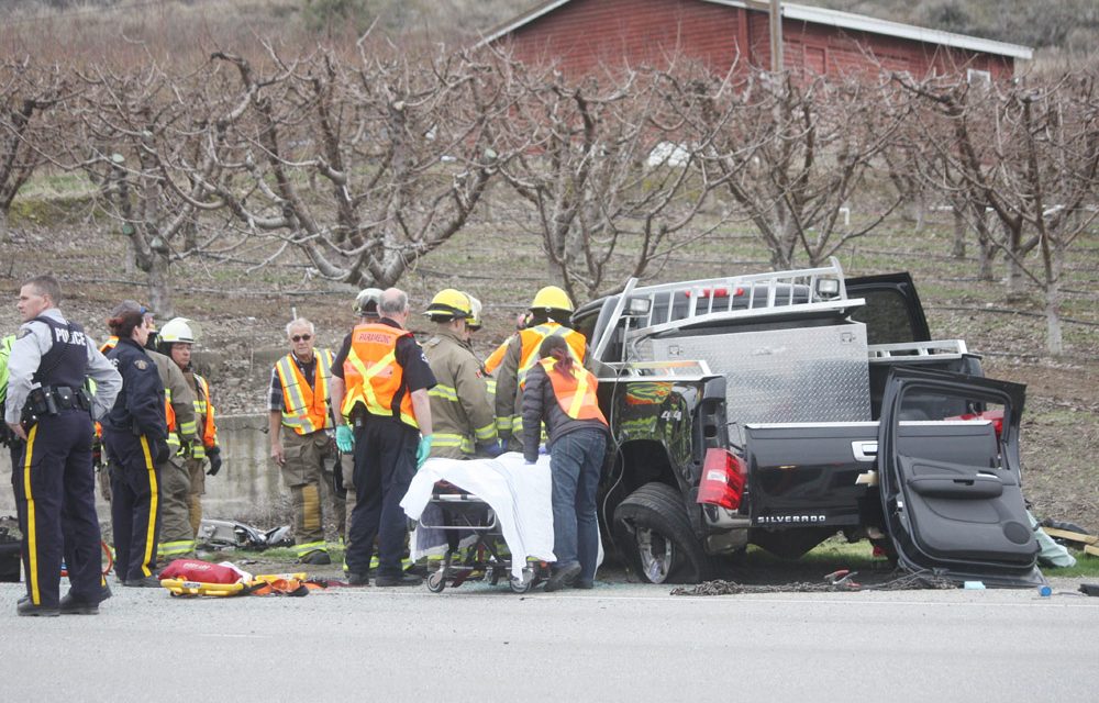 Driver extricated from truck after three-vehicle collision
