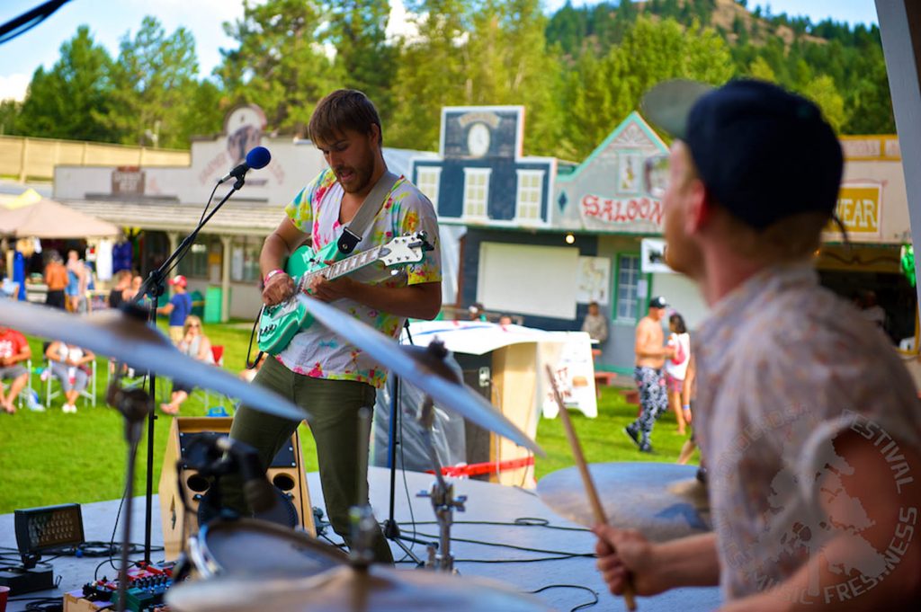 Kia Zahrabi and his business partner and good friend Kris Hargrave are hoping the third annual Ponderosa Music & Arts Festival will be the best yet. This year’s festival takes place at the Rock Creek fairgrounds from Friday, Aug. 21 to Sunday, Aug. 23. Above is a picture of one of the many rock bands that played last year’s festival. (Christopher Edmontstone photo)