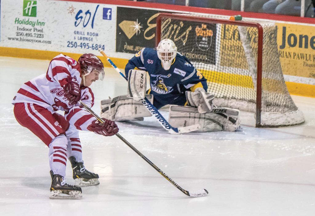 The Osoyoos Coyotes will have two new assistant coaches behind the bench this fall, including former co-captain Thierry Martine, who helped lead the team to the KIJHL championship five years ago. Former assistant coach Geoff Goodman has left the Coyotes to take over as head coach and general manager of the Princeton Posse. (Richard McGuire file photo)