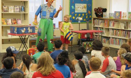 Children spellbound as clown performs at library