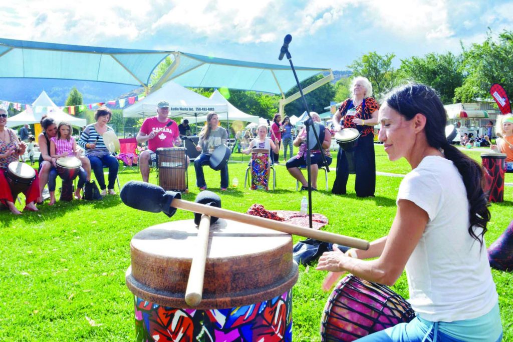 All Sunshine Festival-goers were invited to be part of a massive drum circle on Saturday afternoon. (Dan Walton photo)