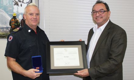 Skaros recognized by fire commissioner for 30 years’ service