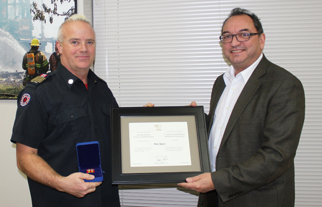 Skaros recognized by fire commissioner for 30 years’ service