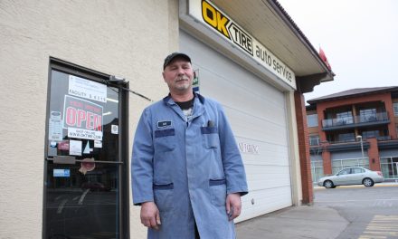 STRANDED RCMP OFFICER GIVES THANKS TO OK TIRE OWNER FOR GENEROUS ASSISTANCE