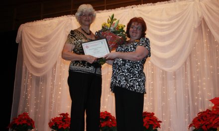 DEDICATED VOLUNTEER THRILLED, SURPRISED TO RECEIVE OSOYOOS SOROPTOMISTS PRESTIGIOUS RUBY AWARD